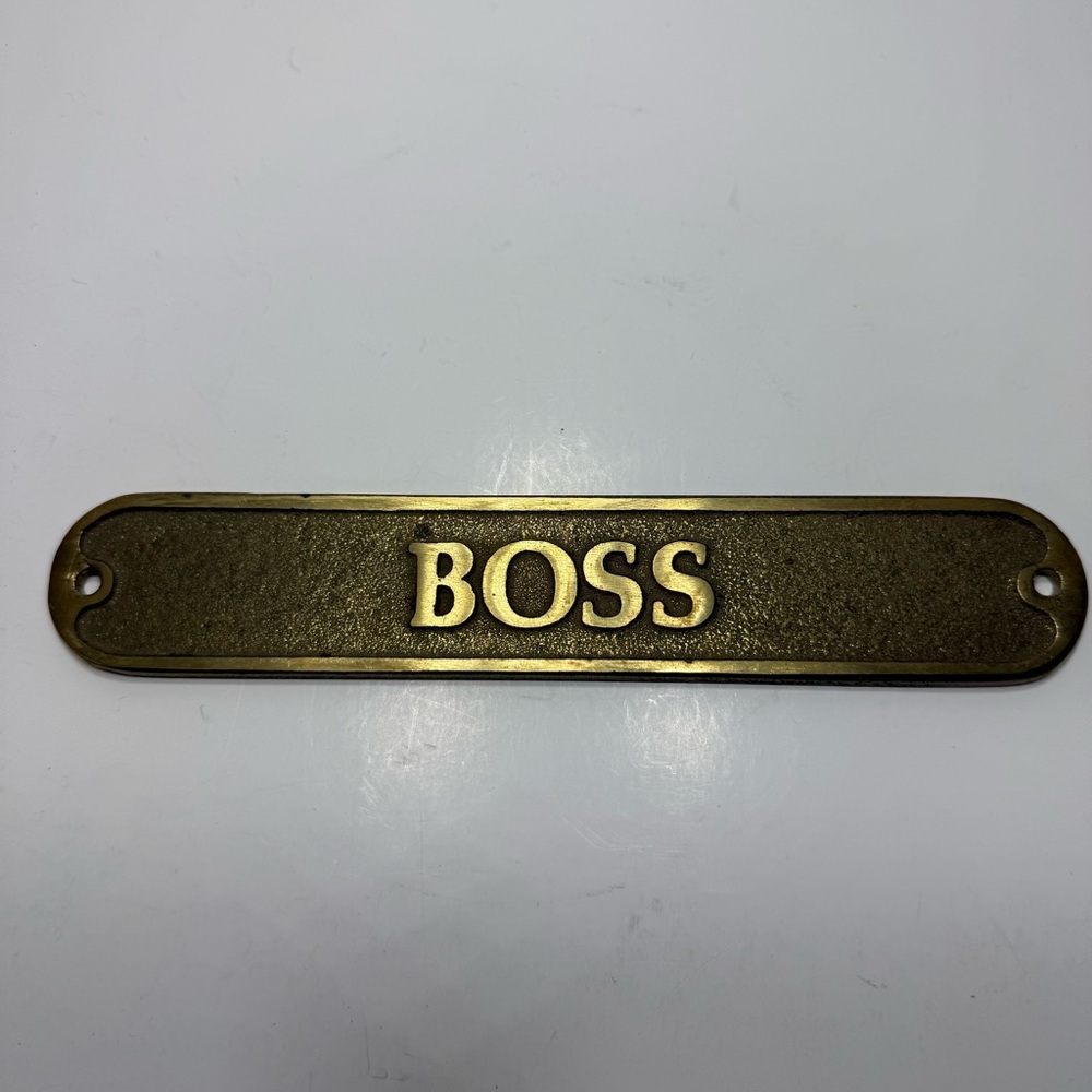Door Sign " BOSS" - Vintage Brass Wall Plaque